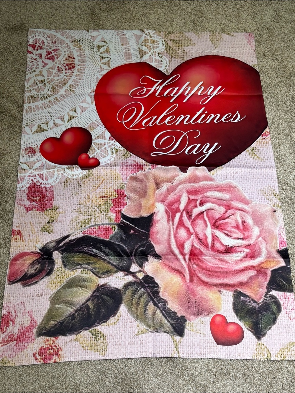 Valentine's Day Heart and Rose Yard Flags